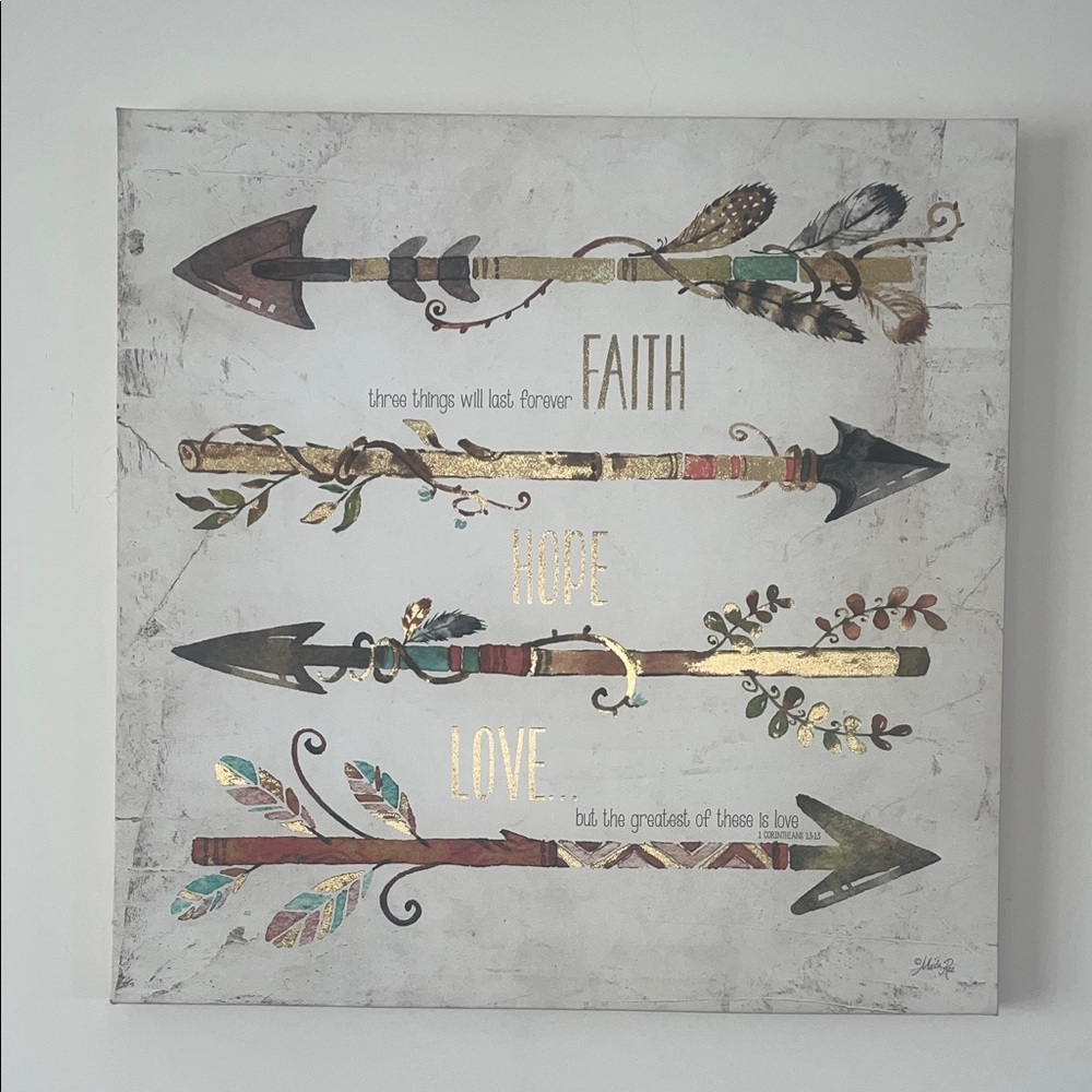 Marla Rae Inspirational Arrow Canvas Wall Art Faith, Hope, Love